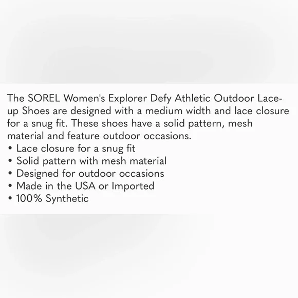 Sorel Women’s Explorer Defy Low Chalk Sea Salt Lace Slip On Sneakers Size 7.5 - Picture 2 of 8